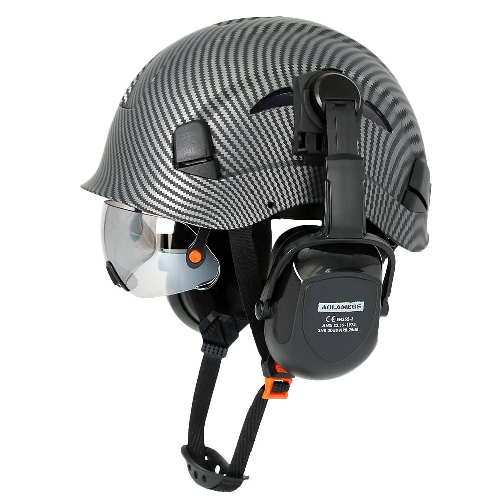 CE 安全ヘルメット内蔵バイザーイヤーマフ建設エンジニア ABS ハード帽子 ANSI 工業用ワークキャップ乗馬保護