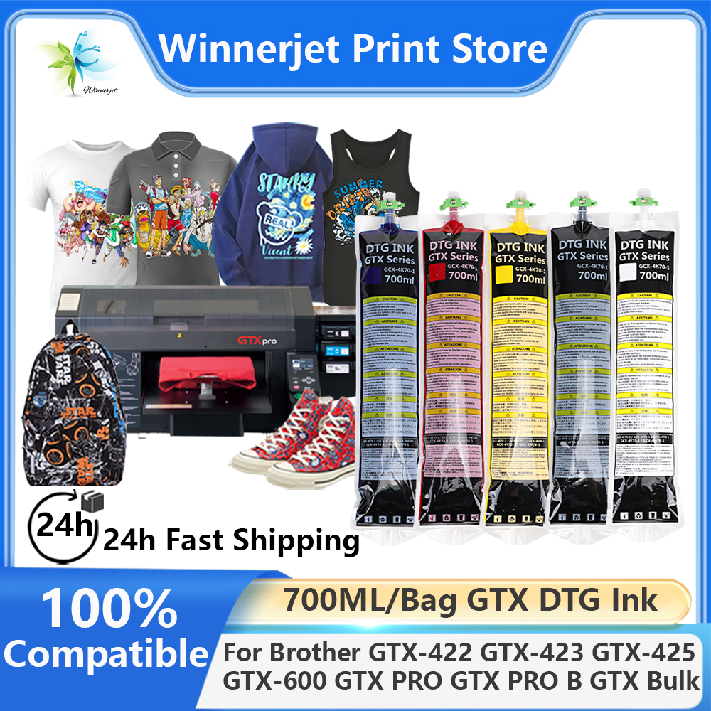 Winnerjet GTX インクバッグ 700 ミリリットル高品質 DTG テキスタイルインク Brother GTX-422 GTX-423 GTX-425 GTX-600 GTX PRO Brother プリンタインク