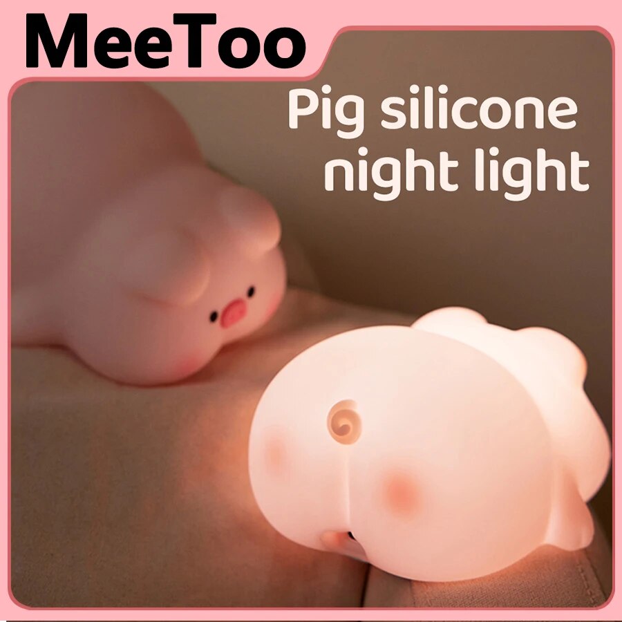 タッチセンサーシリコン LED ランプかわいい子豚 USB 充電式常夜灯調光可能なムードライト寝室の装飾誕生日ギフト