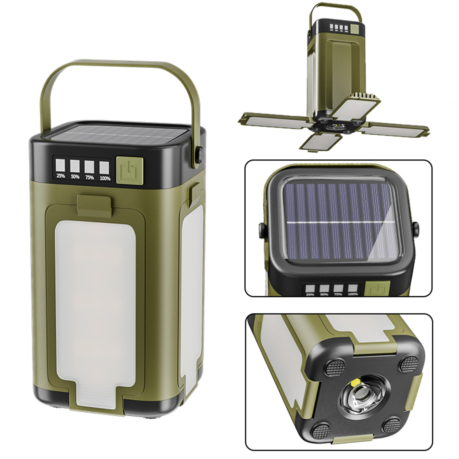 ソーラー LED キャンプ ランタン ポータブル キャンプ ランプ 2000mAh ソーラー充電で充電可能
