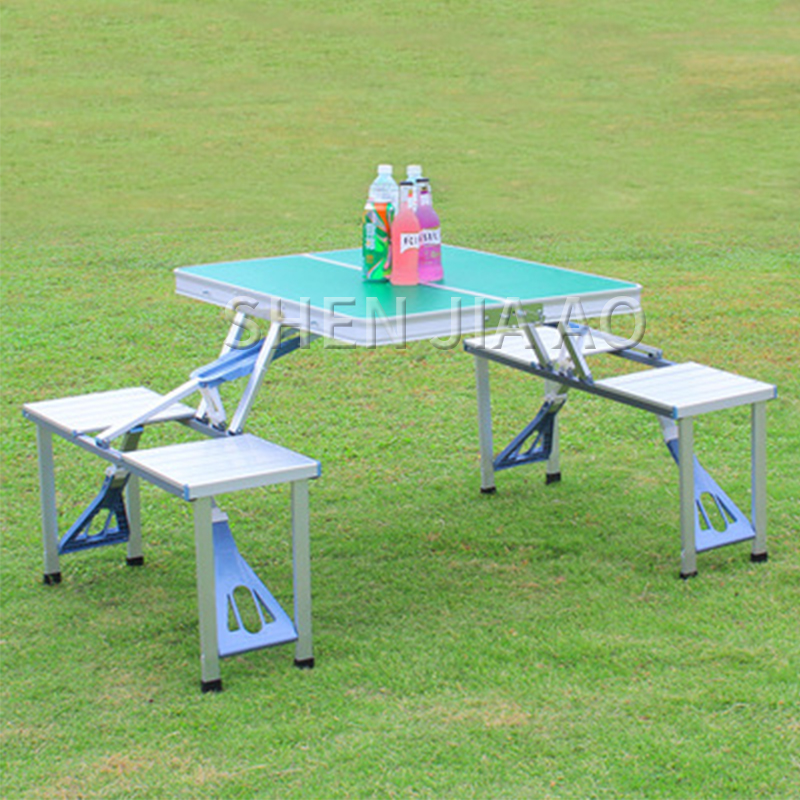 屋外折りたたみテーブルアルミ合金ピーステーブルポータブルテーブルと椅子キャンプピクニックポータブルコンビネーションテーブルと椅子