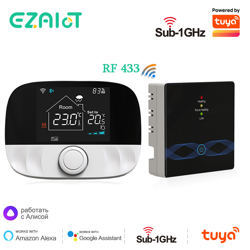 スマート Tuya サーモスタット Wifi RF ワイヤレス温度コントローラー ガスボイラー給湯用 Alexa Google Home と連携
