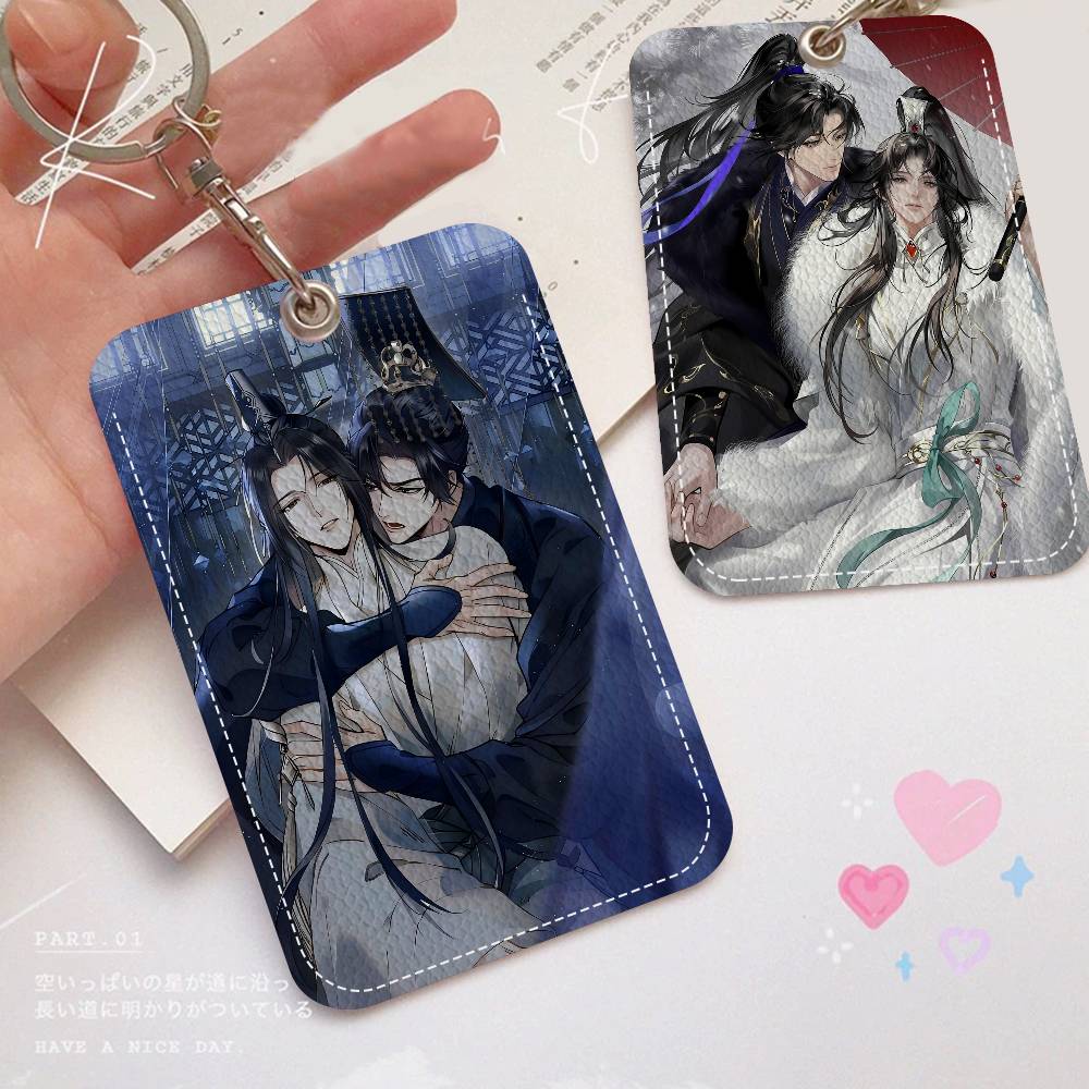 アニメハスキーと彼の白猫 Shizun キーホルダーカードホルダーキーリング銀行バス ID クレジットカードキーリングチェーン