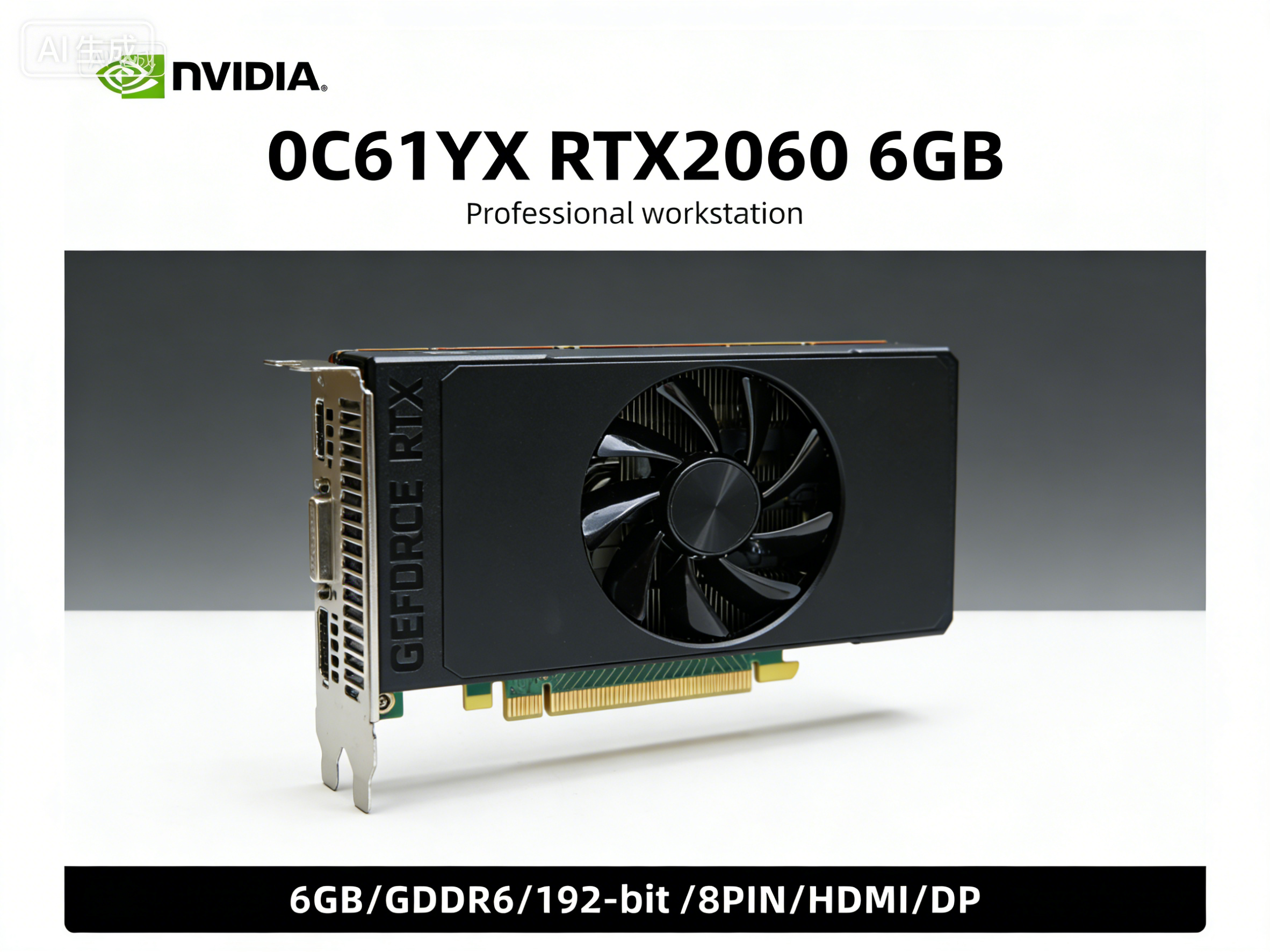 RTX 2060 6GB GPU NVIDIA 0C61YX グラフィックカードは、6GB GDDR6 192ビット、HDMI、DVI、DP 8ピンに対応し、デスクトップPCコンピュータで使用できます。
