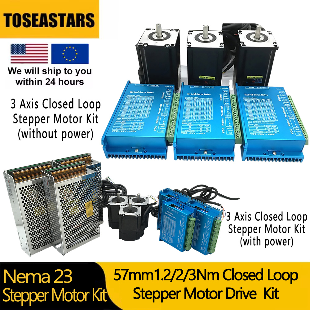 Nema23 57 ミリメートル閉ループステッピングモータエンコーダ HB808C ドライバ 1.2/2/3Nm 2 相簡単サーボモータ 1/2/3/4/5 軸キット