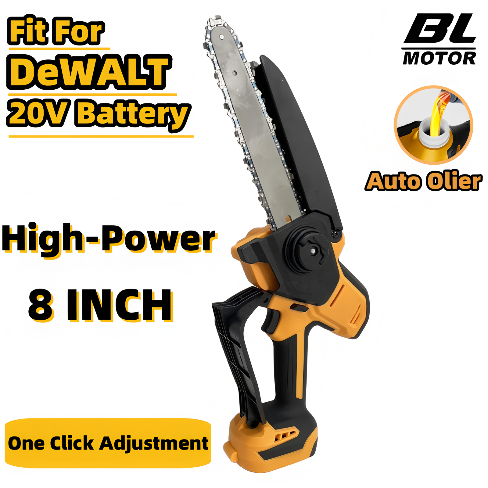 ブラシレス 8 インチチェーンソー自動オイラー電動ワンクリック調整チェーンソーハイパワーソー電動ツール DeWALT 20V バッテリー