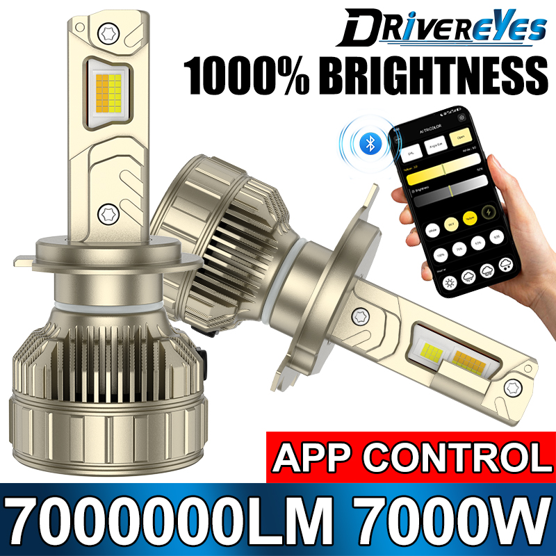 H7 H4 LED Headlight AI Mobile APP Control From 3000K to 6500K Smart LED Chip High Power for H11 H8 H1 9005 9006 Car Accessories
