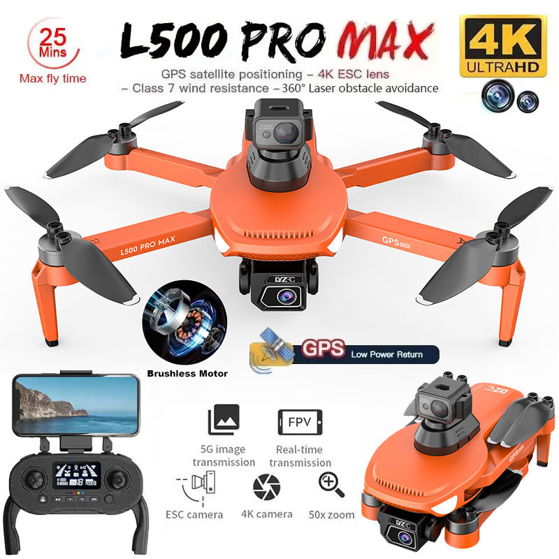 L500 プロマックス GPS ドローン 4K プロフェッショナル HD デュアルカメラ 5G WIFI 360°障害物回避ブラシレスモーター RC クアッドコプター FPV ドローン