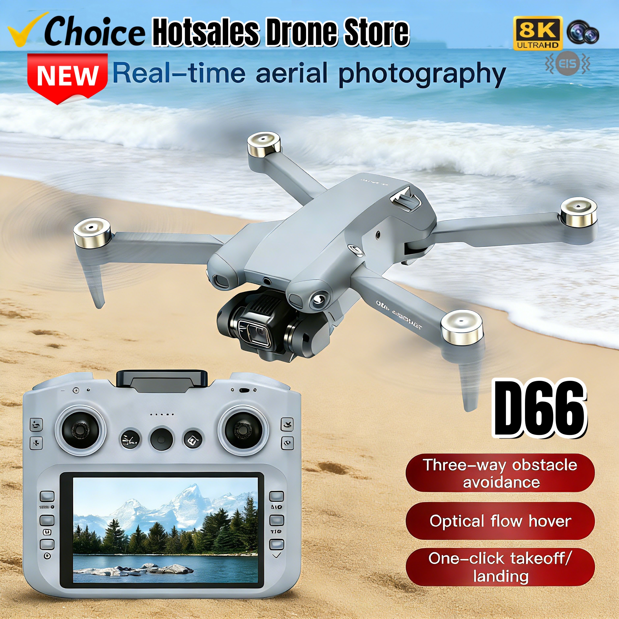 新しい D66 ドローン大画面ブラシレスモーター障害物回避リモコン航空機屋外エンターテイメント用