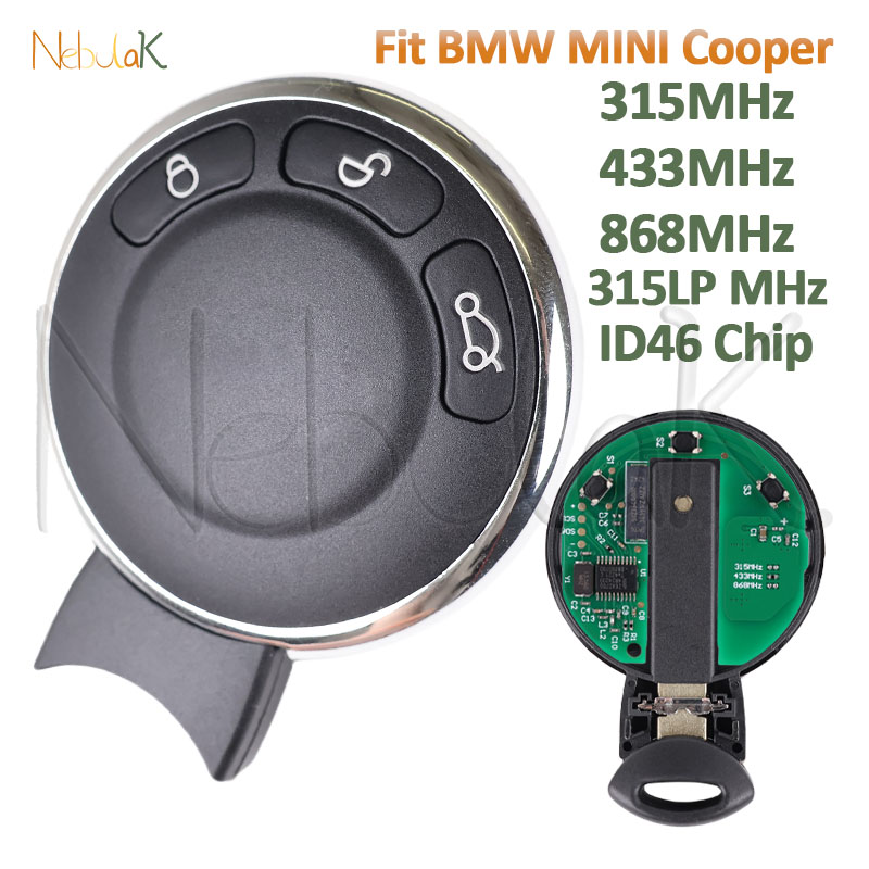 ハーフスマートキー Fob BMW ミニクーパー 315LP 315 433 868 MHz ID46 チップ CAS3 システム KR55WK49333 なしキーレス車リモート 3 ボタン