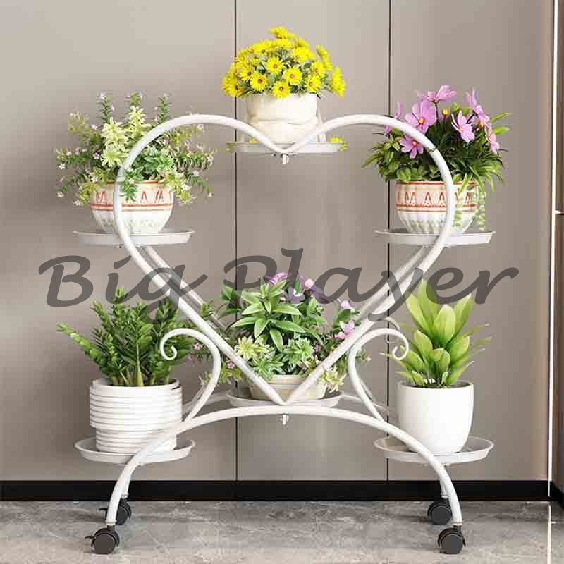 6 ポット金属植物スタンド植木鉢ディスプレイラックプランター棚屋内収納棚家庭用バルコニーリビングルームパティオガーデン