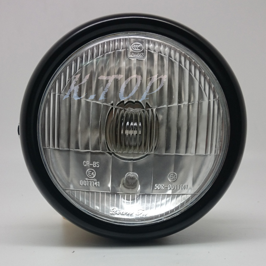 ZORBYZ Motorcycle Retro Headlight Black Metal Clear Lens E4 Halogen Front Light For Harley Honda Victory Triumph Cafe Racer