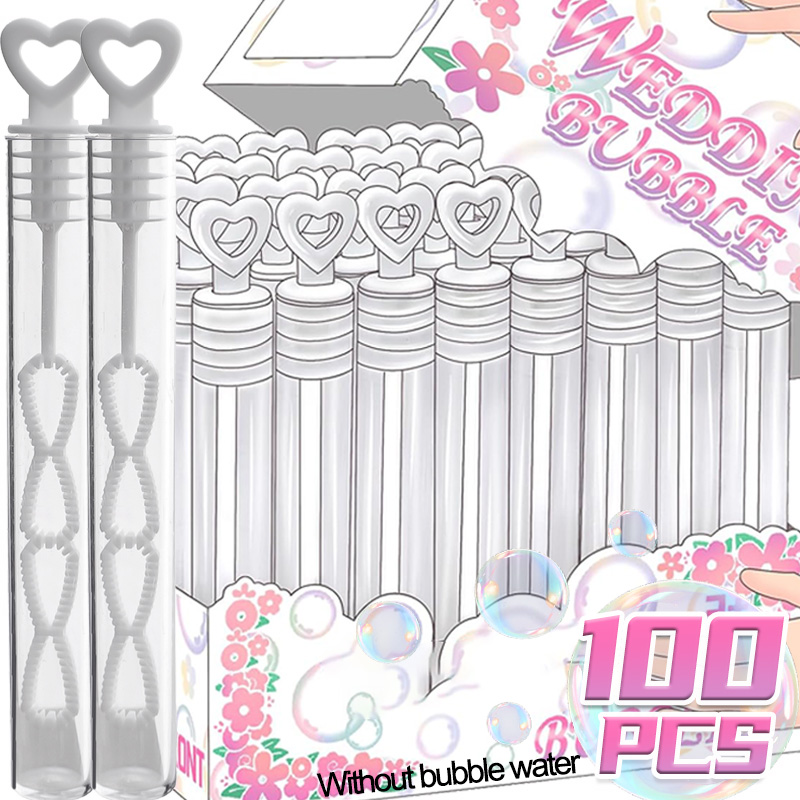 100/50x 新しい透明バブル石鹸ボトルカラフルなハートの杖空のチューブギフト好意子供のおもちゃ DIY 誕生日ウェディングパーティーの装飾
