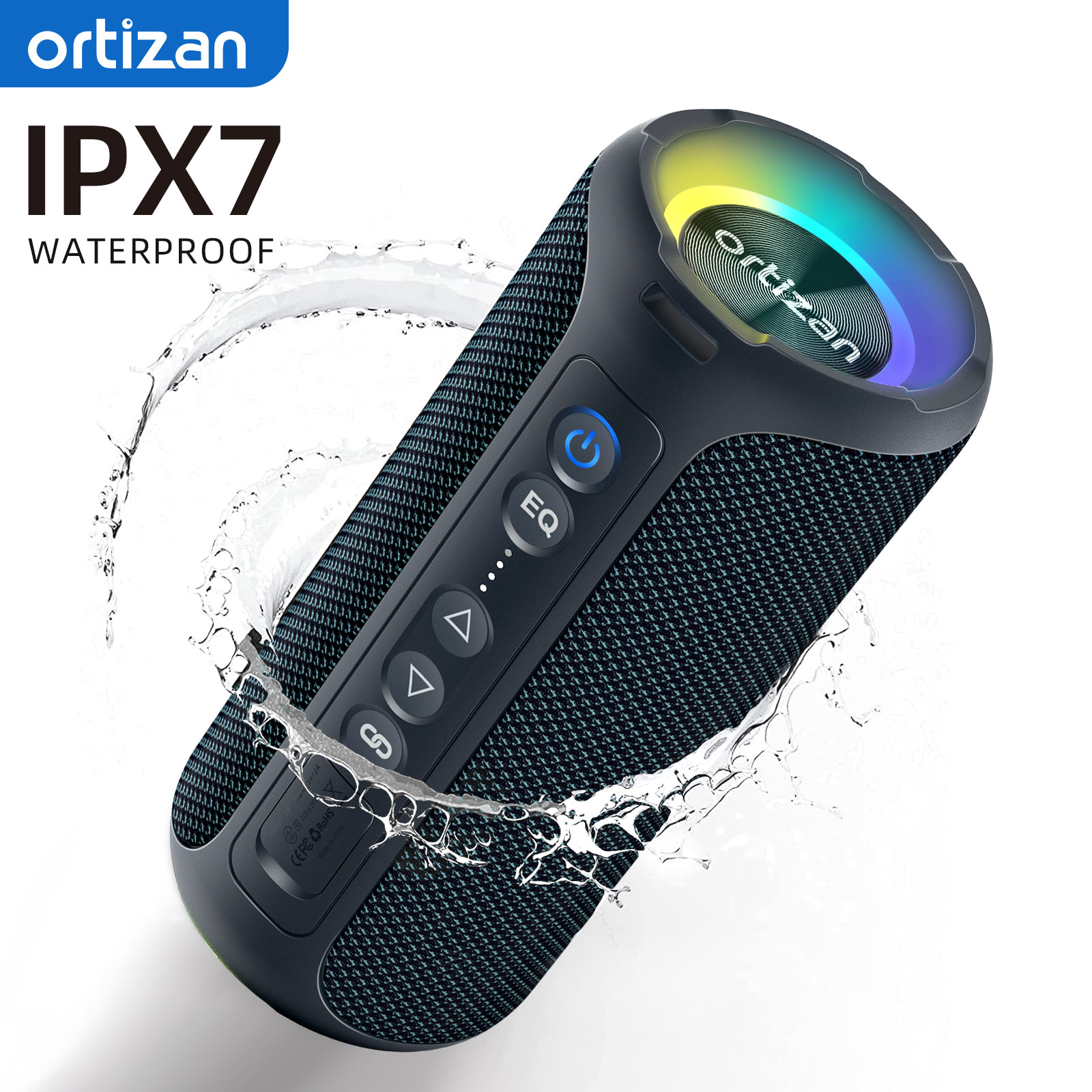 Ortizan Bluetooth スピーカー 40 ワット強化低音ポータブル屋外ワイヤレススピーカー 30 時間 IP7 防水シャワースピーカー Bluetooth 5.3