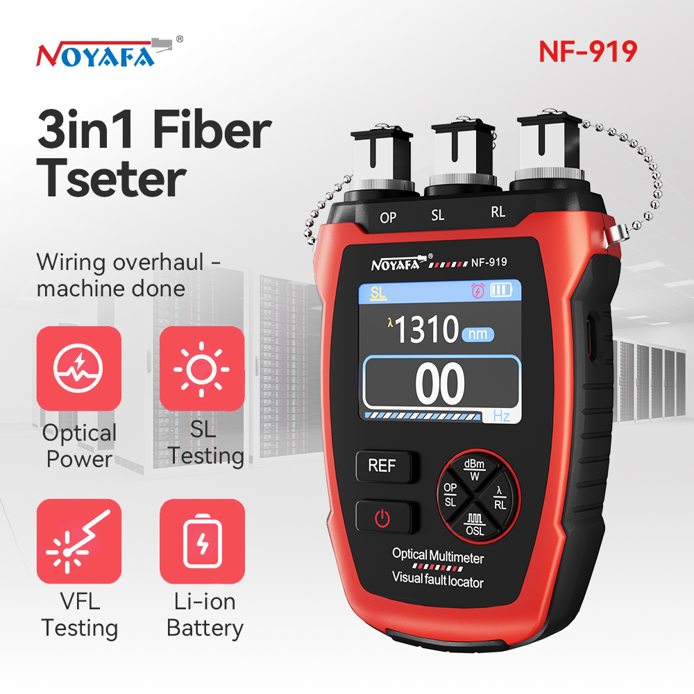 Noyafa NF-919 3 In1 光ファイバーメーター視覚障害ロケータ REF/OPM パワーメーター赤色光光ファイバーケーブルテスターネットワークツール