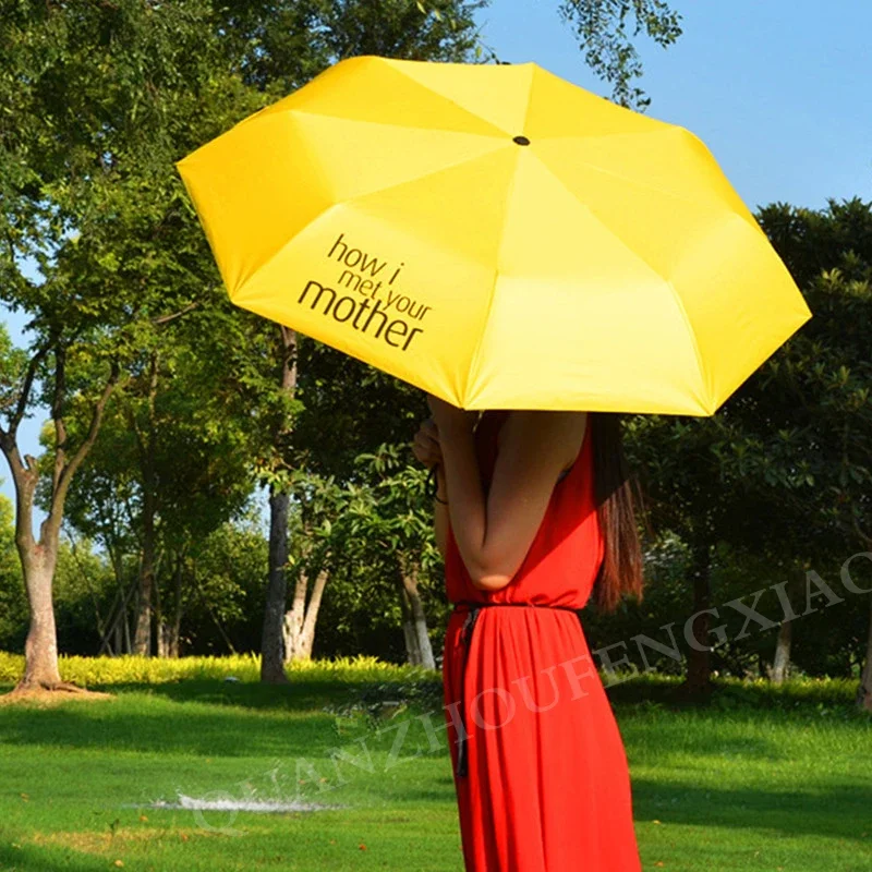 旅行傘折りたたみ黄色傘ママとの出会い女性折りたたみ傘軽量晴雨雨具