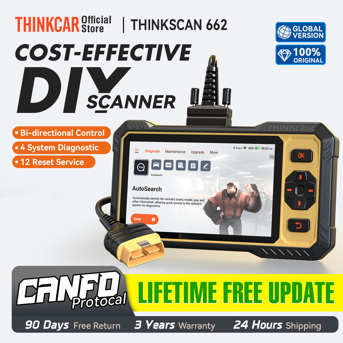 THINKCAR ThinkScan 662 双方向スキャンツール CANFD Obd2 スキャナ車診断ツール Automotivo コードリーダー 12 リセットライフフリー