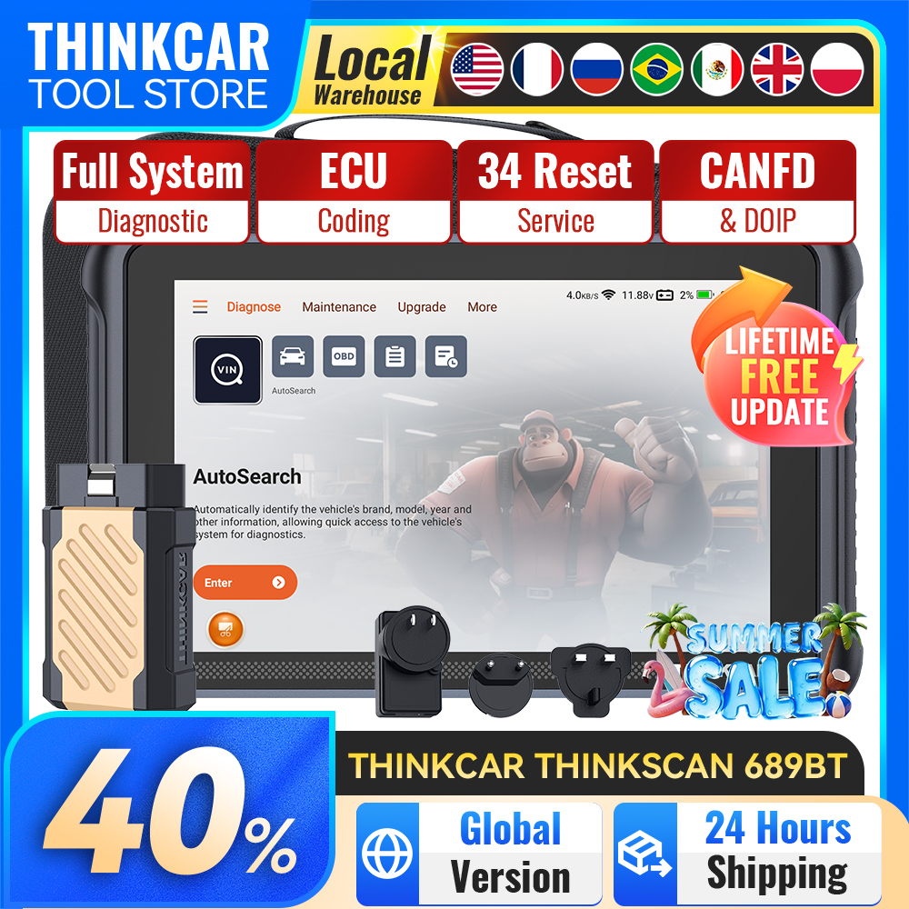 THINKCAR Thinkscan 689BT 診断ツール フルシステム自動車スキャナ 生涯無料サポート ECU コーディング CANFD DOIP スキャンツール
