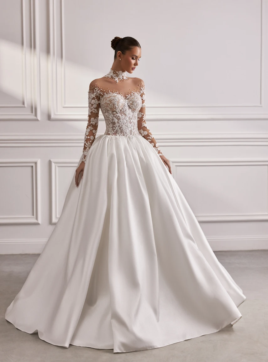 Flavinke カスタマイズされたエレガントな魅力的な Vestidos デノビアヴィンテージサテンアップリケレースのウェディングドレスレースプリンセサブライダル