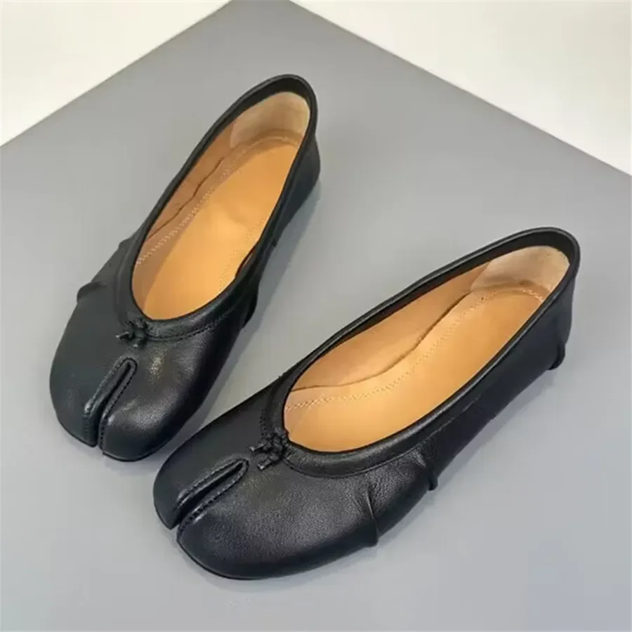 サイズ 35-43 スプリットトゥ女性バレエフラット足袋シューズカジュアルスリッポンローファーレディースプリーツレザーエスパドリーユ Zapatillas Mujer