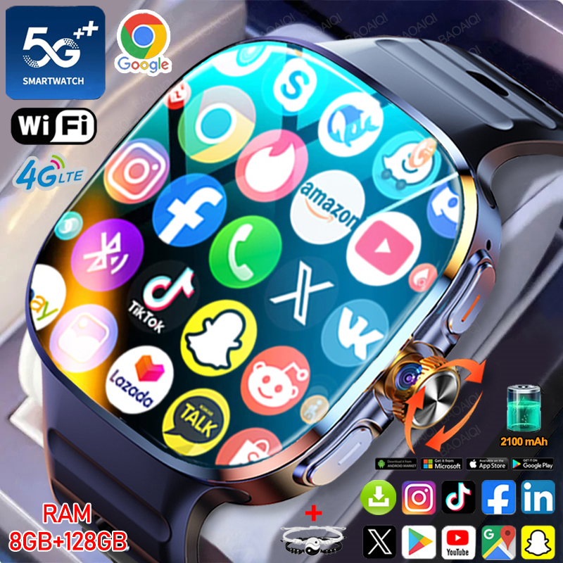 8GB 128GB RAM 4G/3G スマートウォッチ 2.40 インチ AMOLED 2100mah バッテリー 900W カメラ GPS WIFI Google APPS ダウンロードスマートウォッチ Android 10