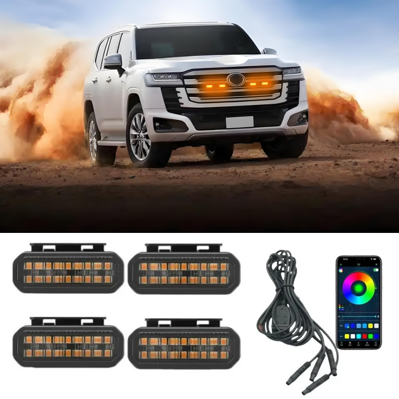 18LED フロントグリルライト ランドクルーザー LC300/LC200 オフロード車デイタイムランニングライト ホイール眉毛ランプ 12V