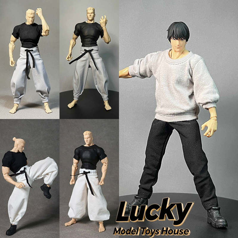 1/12 伏黒刀司悟条悟男兵士コスプレスポーツトレーナー黒パンツカンフーブルマの服 6 "Romankey ボディ