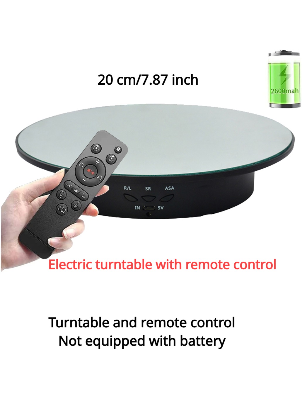 3 スピード電動回転ディスプレイスタンドミラー 360 度ターンテーブルジュエリーホルダーバッテリー/USB 電源写真撮影用