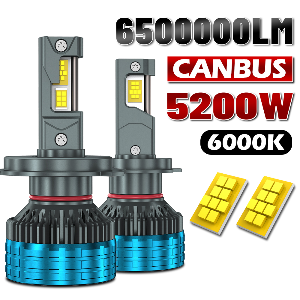 6500000LM H7 H11 H4 CANBUS LED ヘッドライト 5200 ワット超高輝度 H1 H8 H9 9005 HB3 9006 HB4 9012 車 LED 電球 6000K 12V