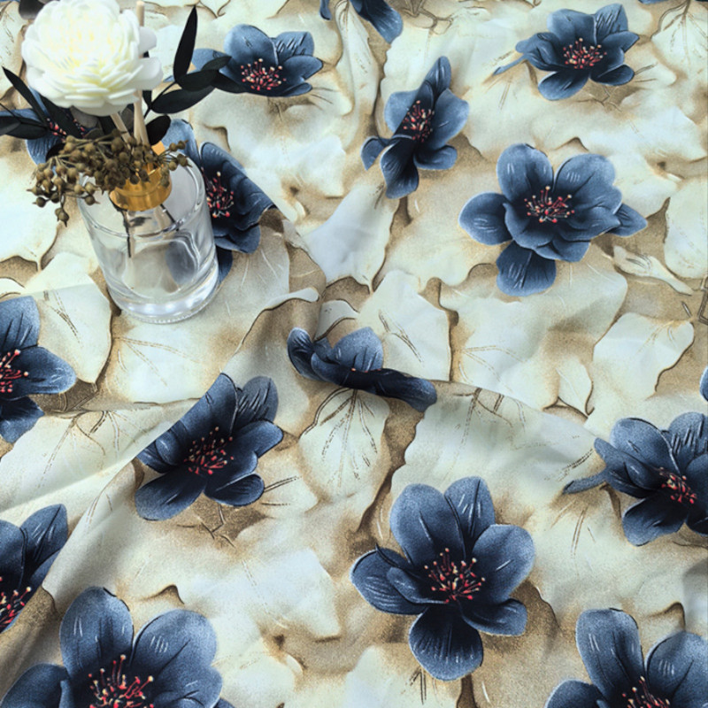 Soft Drape Chiffon Fabric 3D Digital Floral Print Plain Satin Ideal for Women's Dress Skirt Fashion Clothing Fabric