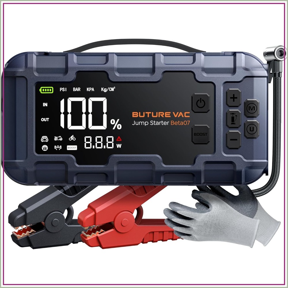 8000A 160PSI 10-in-1 ジャンプスターター、エアコンプレッサー付き、45W PD 高速充電、全ガス用