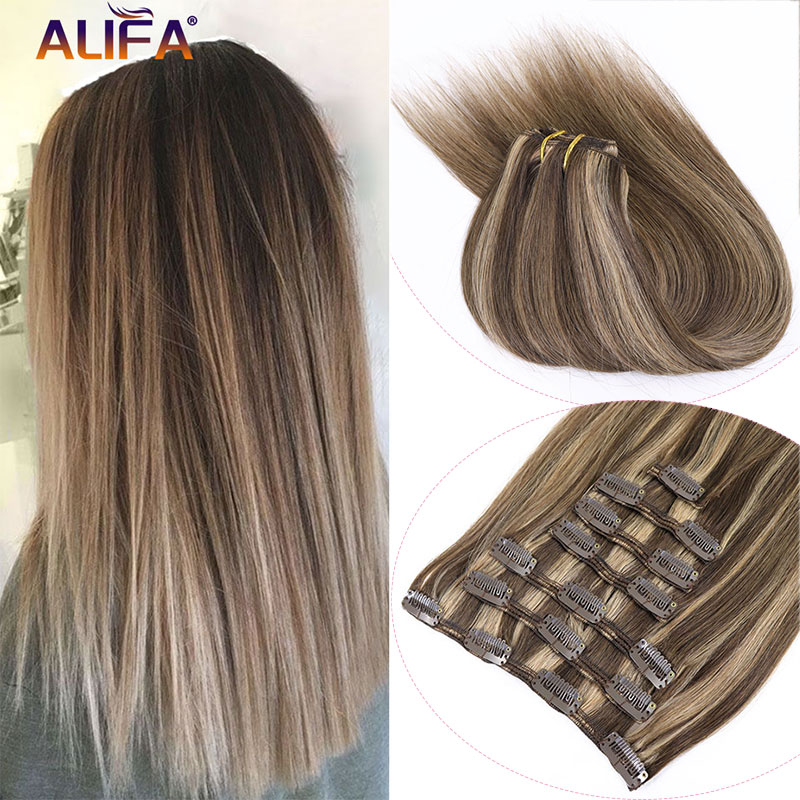 目に見えない人間のヘアエクステンションのブロンドクリップ