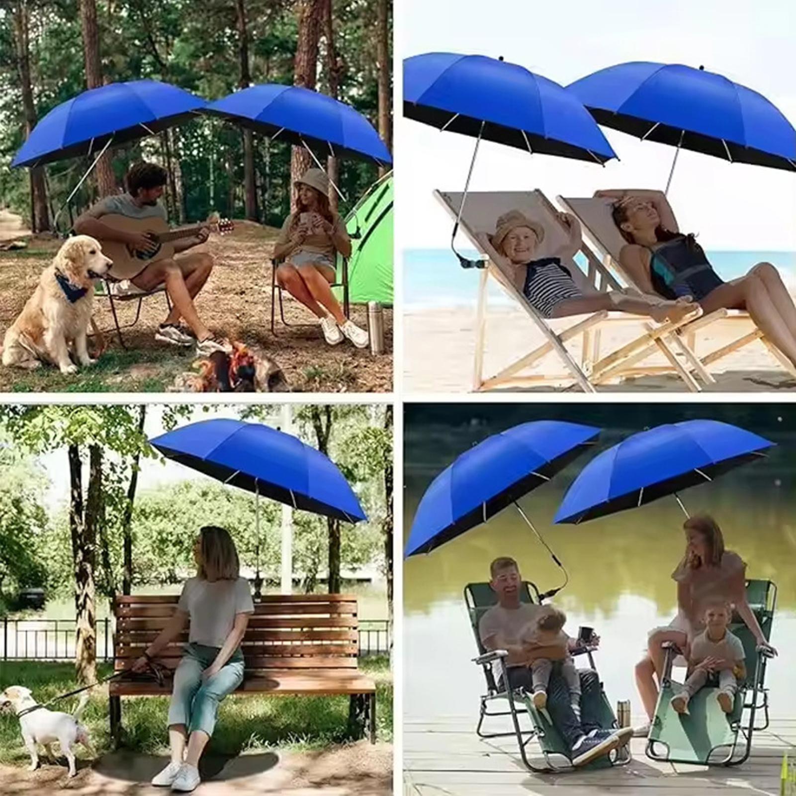360 調節可能なビーチパラソル折りたたみキャンプ傘クリップ付きポータブルパティオ傘キャノピー屋外ビーチパラソル