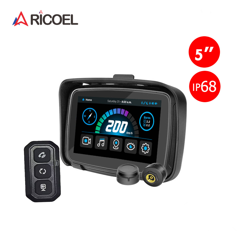5 Inch Waterproof Motorcycle Tire Pressure Monitoring System with Carplay Compatible