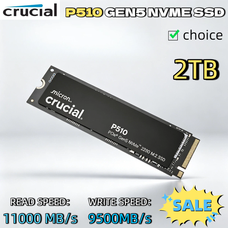 1TB Crucial P510 NVMe SSD M.2 2280 PCIe 5.0 11000MB/s 読み取り 9500MB/s 書き込みクリエイター向けにアップグレード TLC NAND SLC キャッシング