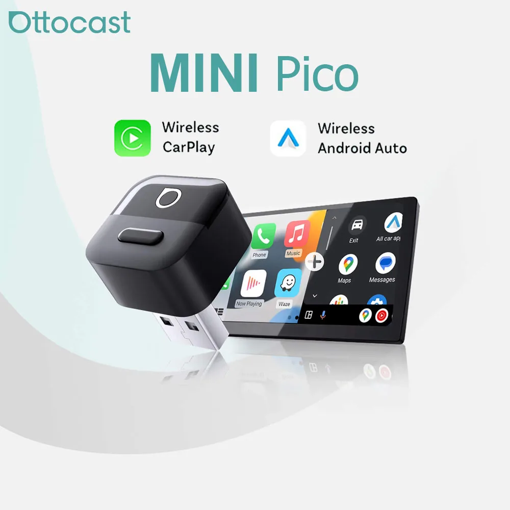 Ottocast ミニピコワイヤレス CarPlay Android 自動アダプタープラグプレイ WiFi Bluetooth 自動接続 VW トヨタ日産ホンダフォード