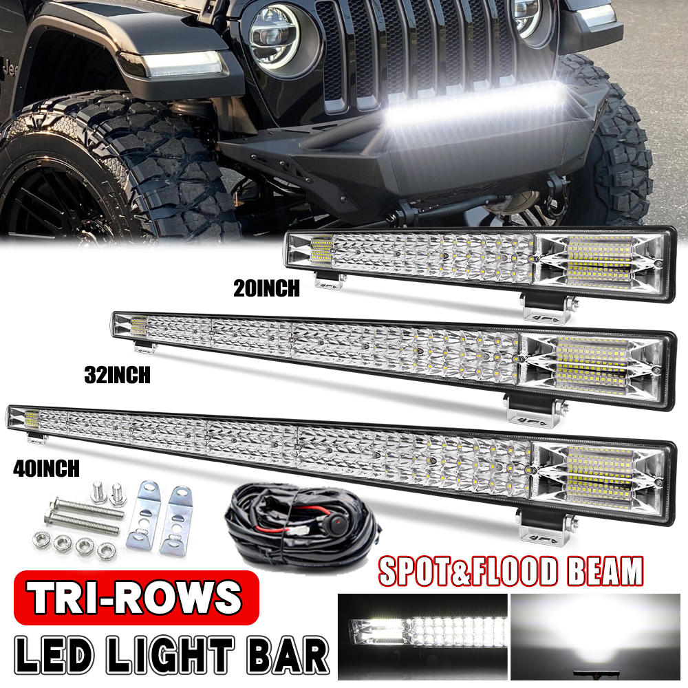 12 "20" 26" 32 "40" 3 列 LED ライトバーオフロード Led バーフラッドビーム 12V 24V 駆動ヘッドライトトラック SUV ATV 4x4 4WD オフロード使用
