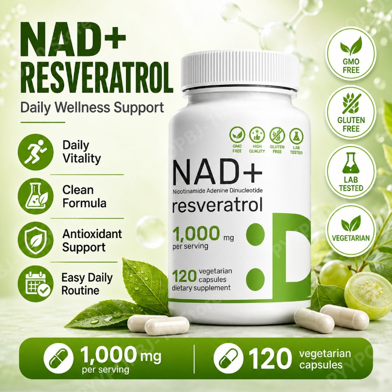 NAD 1000mg レスベラトロール、ビタミン D3 K2 デイリーウェルネス抗酸化サポート 120 ベジタリアンカプセル