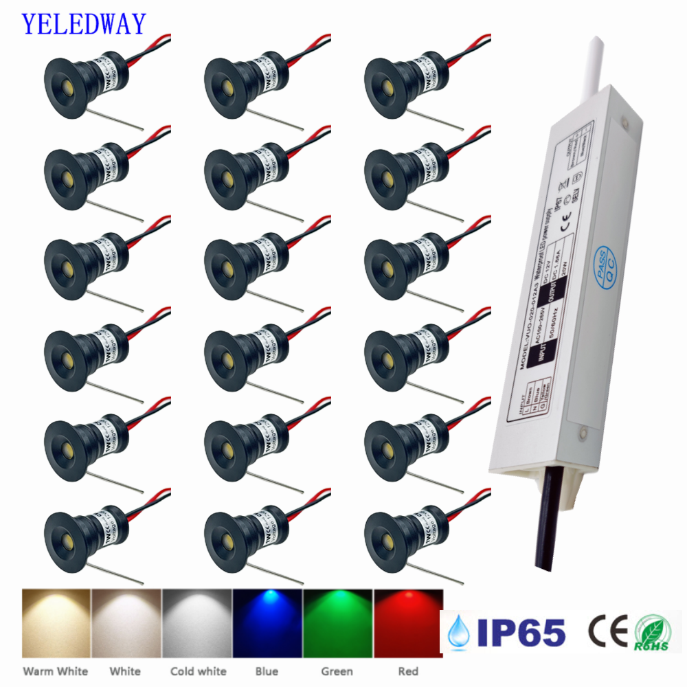 1 ワットミニスポットライト IP65 15 ミリメートル凹型スポット Led ライト 12 V 天井ダウンライト階段キャビネットスポットランプ変圧器 110 V-220 V