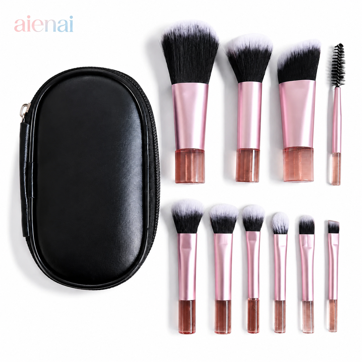 Aienai 10 個ピンクメイクブラシセット黒の収納袋付きプロフェッショナルファンデーションパウダーアイシャドウ化粧ブラシキット