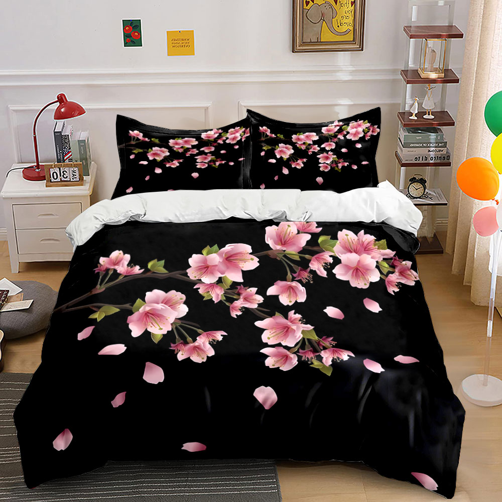 枝落ちる桜寝具セット子供のための高級ギフト 3 個デジタルプリント掛け布団セットソフトで快適な通気性