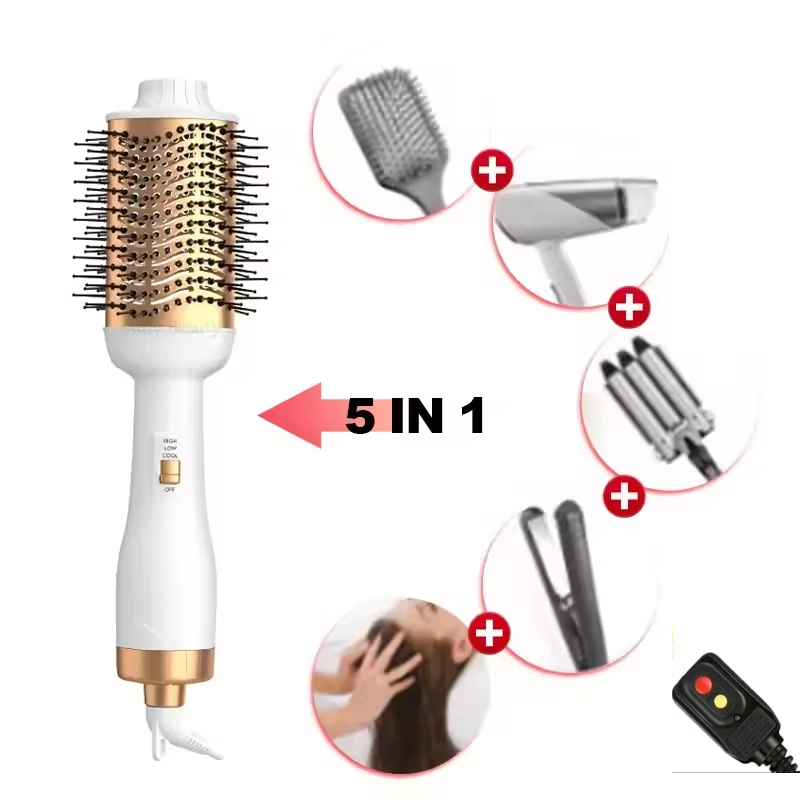 1 本のヘアカーラーワンドでマイナスイオンブローとコーム、ストレートとカールを備えた 3-in-1 熱風ブラシ