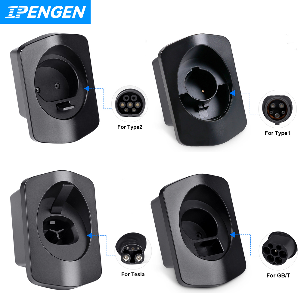 IPENGEN EV 充電器プラグホルダースタンド TESLA Type1 Type2 GBT 標準電気充電器ウォールマウントブラケット保護壁用