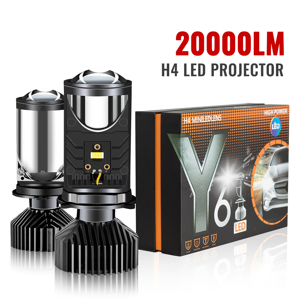 Y6 H4 LED プロジェクターヘッドライトプロジェクターレンズファン冷却 90 ワット自動車ハイロービーム電球 12V