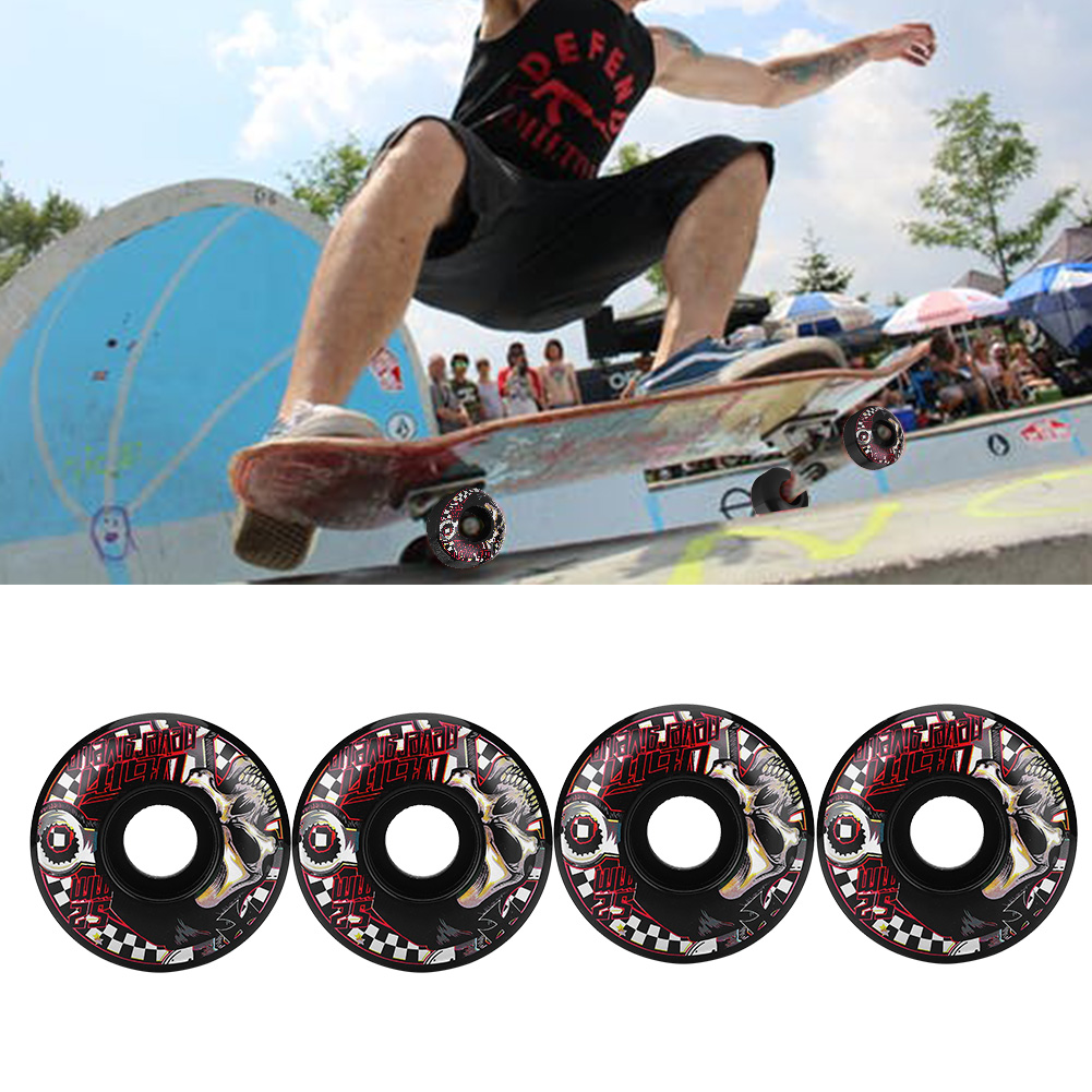 High Strength Skateboard Wheels PU Hub with Skull Pattern Wear Resistant Durable and Brand New Parts for Marble Asphalt Road