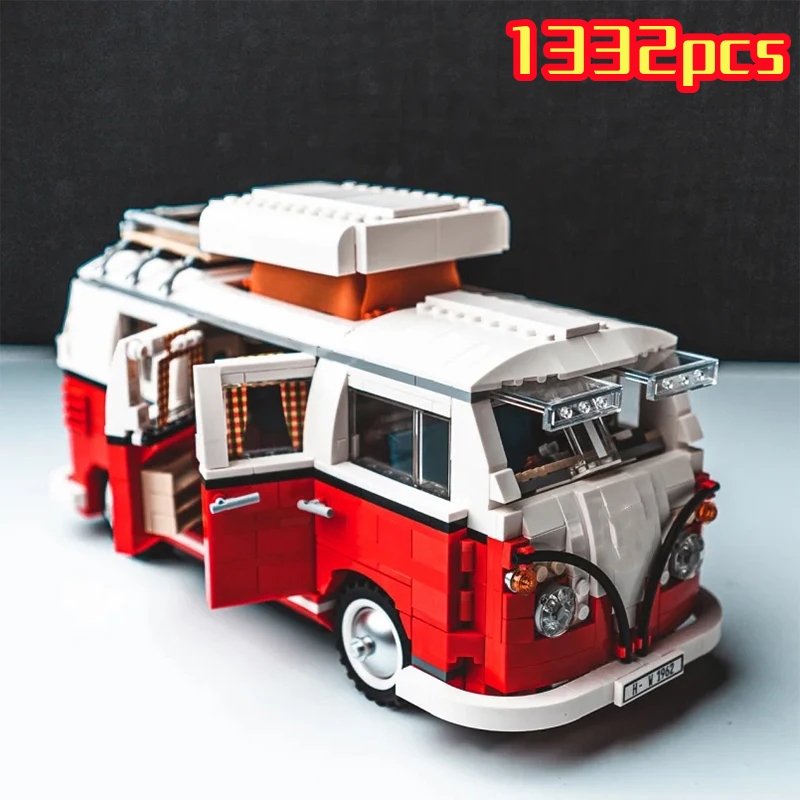 1332 個テクニカル T1 キャンピングカーバンバス車のビルディングブロック車両組み立てモデルフィット MOC セットレンガのおもちゃ男の子女の子ギフト
