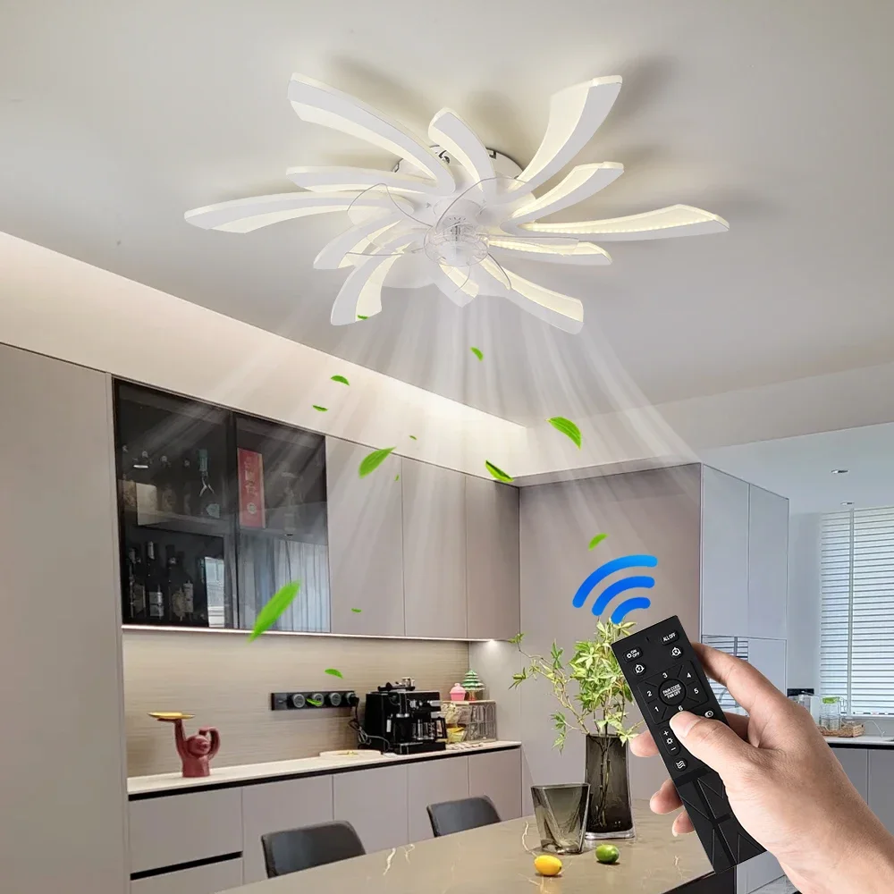 LED 控えめな天井ペンダントランプリモコン付きリビングダイニングテーブルルーム寝室の家の装飾吊りファン照明器具