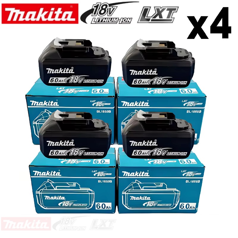 100% Original Makita 18V 6.0Ah Battery Original Li-lon Rechargeable Battery 18V 6000mAh Replacement Battery BL1860B, +DDF487