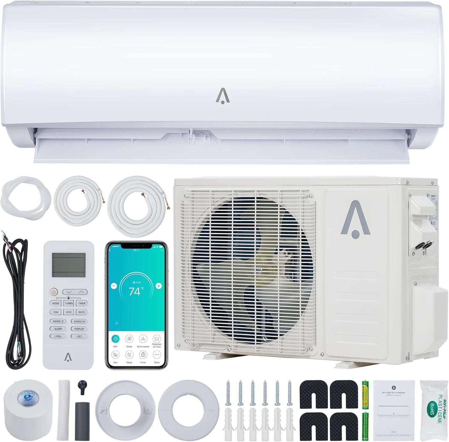 21Seer2 スプリット エアコン、24,000 Btus ミニ スプリット AC/暖房システム、Alexa 付きインバーター ダクトレス エアコン、カスタマイズ