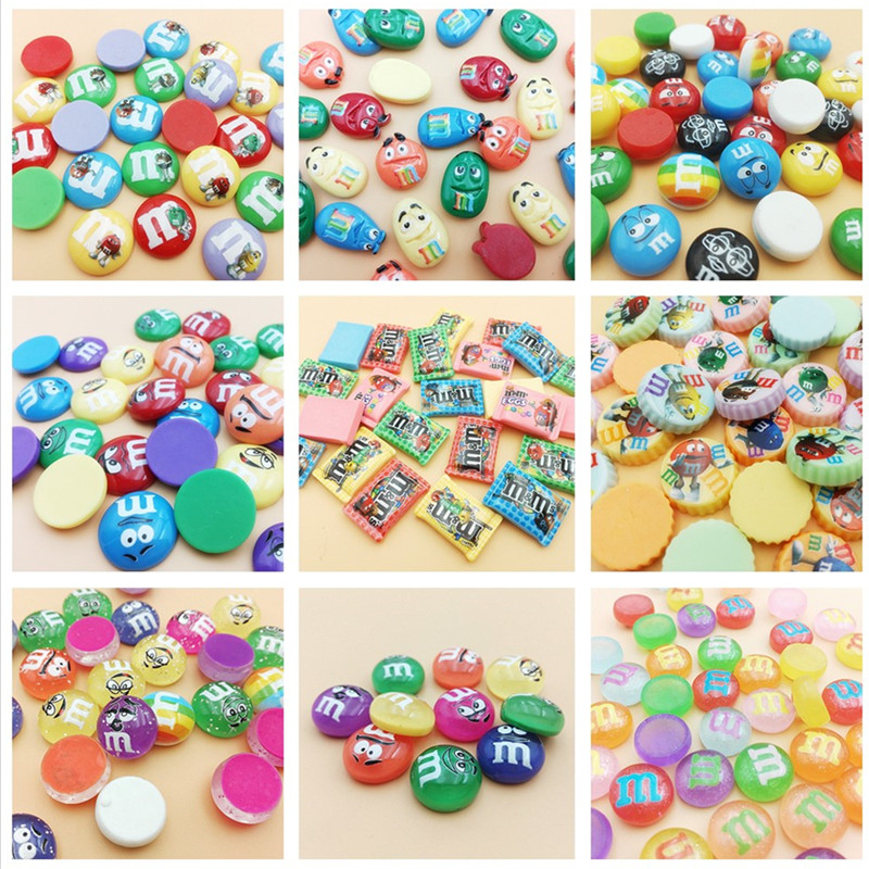 200 個卸売漫画 M ビーンフラットバック樹脂カボションシミュレーション偽チョコレートキャンディ DIY スクラップブッキング装飾アクセサリー